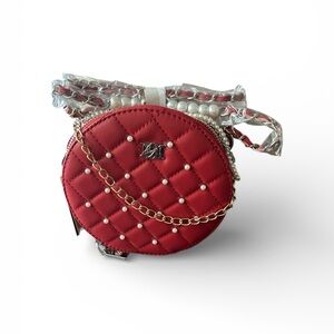 Badgley Mischka Red Quilted Mini Bag with Chain‎